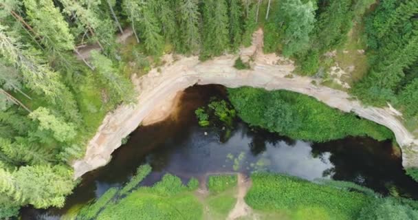 Ahja Nehri Taevaskoja Estonya Kıyısındaki Devonian Kumtaşının Hava Manzarası — Stok video