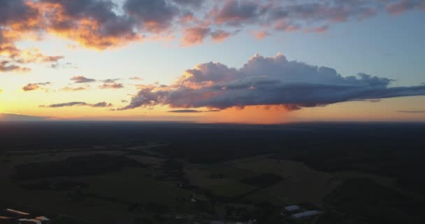 Amazing Aerial View Beautiful Sunset Small Country Town — Stock Video