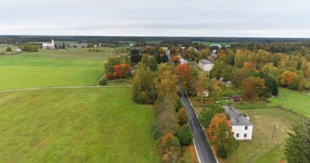 Paisaje Urbano Con Jardín Público Día Soleado Otoño Imágenes Aéreas — Vídeos de Stock