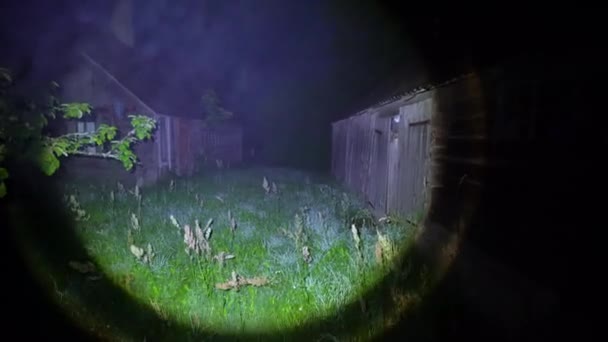 Rauch Lampenstrahl Dunkler Nachthintergrund — Stockvideo