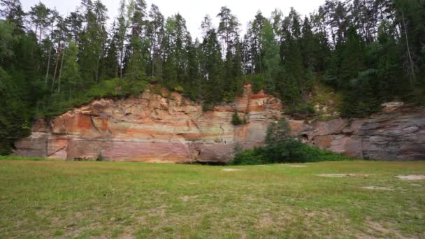 Outcrops Devonian Sandstone Banks Ahja River Estonia Cámara Lenta Imágenes — Vídeos de Stock