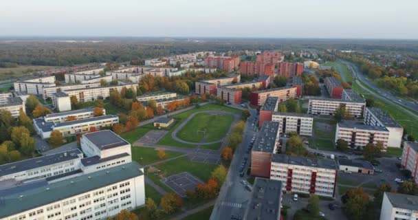 Uitzicht Vanuit Lucht Huizen Het Estse Platteland Zomer Stadslandschap Luchtbeelden — Stockvideo