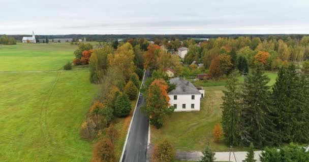 Paisaje Urbano Con Jardín Público Día Soleado Otoño Imágenes Aéreas — Vídeos de Stock