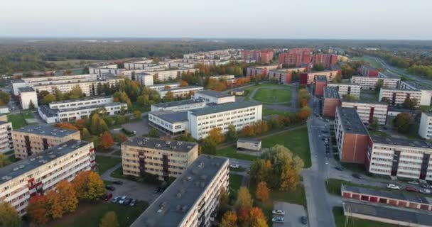Pemandangan Udara Atas Rumah Rumah Pedesaan Estonia Pemandangan Kota Musim — Stok Video