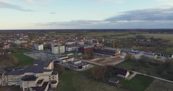 Vista Aérea Paisagem Urbana Construção Edifício Perto Hospital Por Sol — Vídeo de Stock