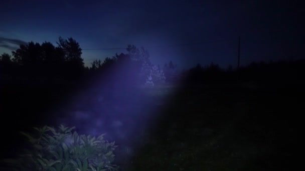 Kouř Paprsku Lampy Tmavé Noční Pozadí — Stock video
