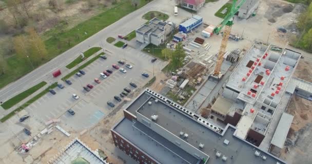 Vista Aérea Del Paisaje Urbano Construcción Edificios Cerca Del Hospital — Vídeos de Stock