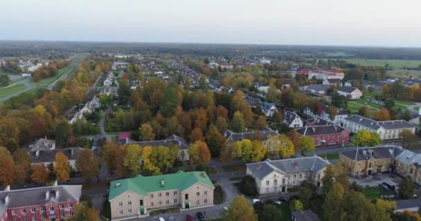 Повітряний Вид Будинки Естонській Сільській Місцевості Літній Міський Ландшафт Повітряні — стокове відео