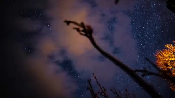 Night Sky Milky Way Time Lapse Old Village Naturaleza Paisaje — Vídeos de Stock