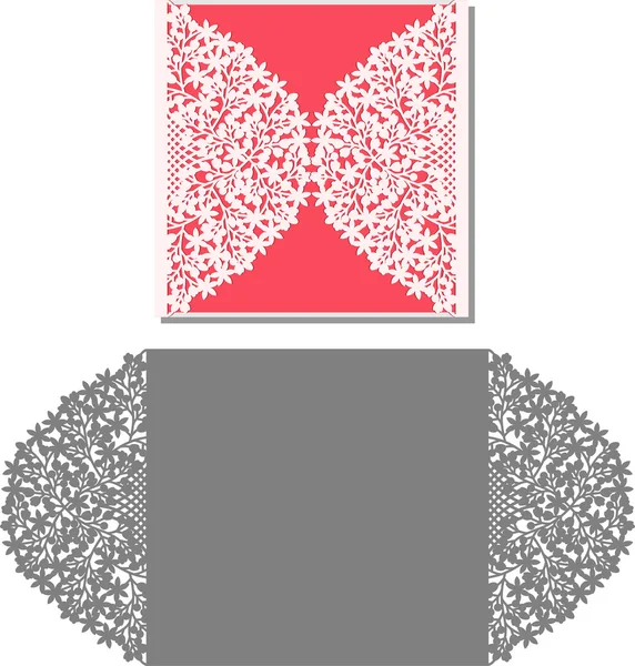 Lasergeschnittene Briefumschlagschablone für Einladungskarte — Stockvektor