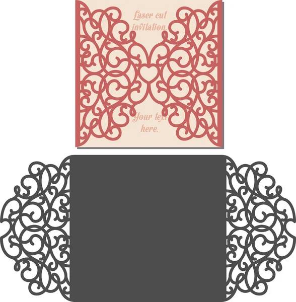 Plantilla de sobre de corte láser para tarjeta de boda de invitación — Vector de stock