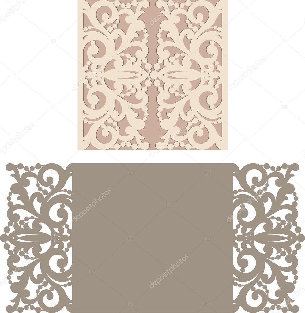 Laser Cut Envelope Template For Invitation Wedding Card Stock Vector Image By C Zhaklin 115711072