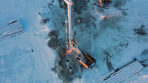 ロシア ティメン州サベッタ2地区2021年1月25日Ob川河口における石油製品の輸出のための石油精製所及び港湾の建設 — ストック動画