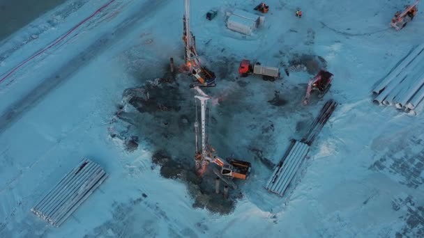 ロシア ティメン州サベッタ2地区2021年1月25日Ob川河口における石油製品の輸出のための石油精製所及び港湾の建設 — ストック動画