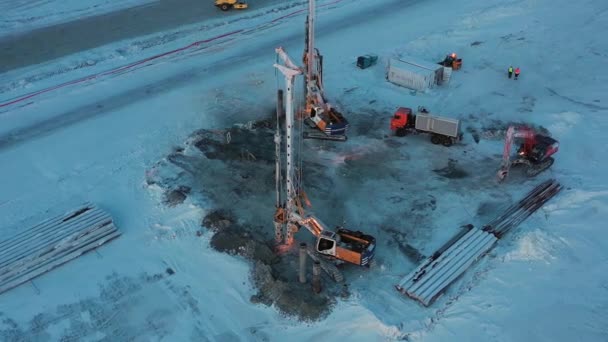 Sabetta Regio Tyumen Rusland Januari 2021 Bouw Van Een Olieraffinaderij — Stockvideo