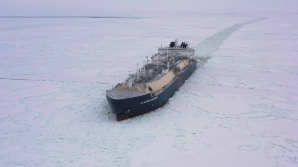 Sabetta Área Autónoma Yamal Nenets Rusia Abril 2021 Petrolero Licuado — Vídeos de Stock