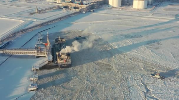 Sabetta Región Tyumen Rusia Marzo 2021 Portador Gas Está Cargado — Vídeo de stock