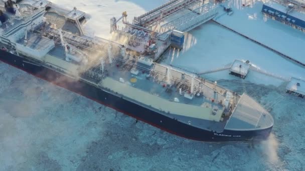 Sabetta Tyumen Region Russia March 2021 Gas Carrier Loaded Liquefied — Stock Video