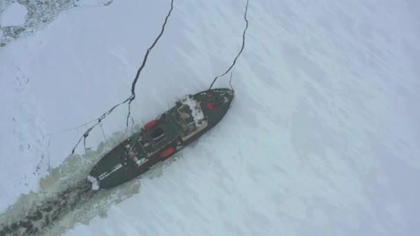 海の船が氷の中で動いている — ストック動画