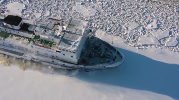 Archangelsk Russland Februar 2021 Eisbrecher Geht Auf Schweres Eis — Stockvideo