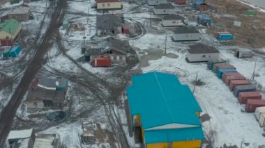 Enurmino, Chukotka özerk bölgesi, Rusya - 14 Ekim 2020: Çukçi Denizi kıyısındaki kuzey köyü.