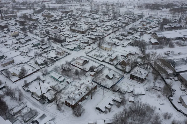 Arkhangelsk Russia December 2020 Winter Landscape Top View Houses — 图库照片