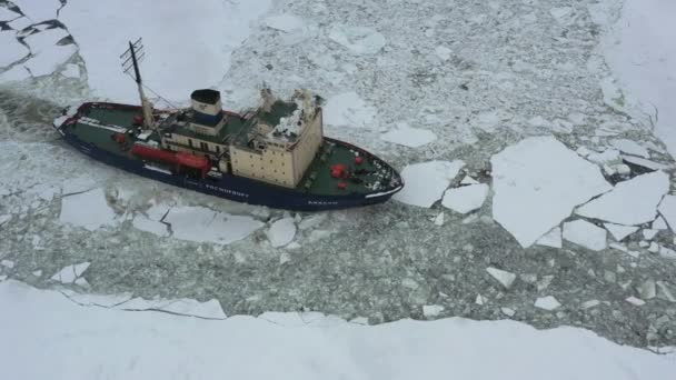 Arkhangelsk Rusia Marzo 2021 Rompehielos Dixon Transforma Hielo Dedica Pilotaje — Vídeo de stock