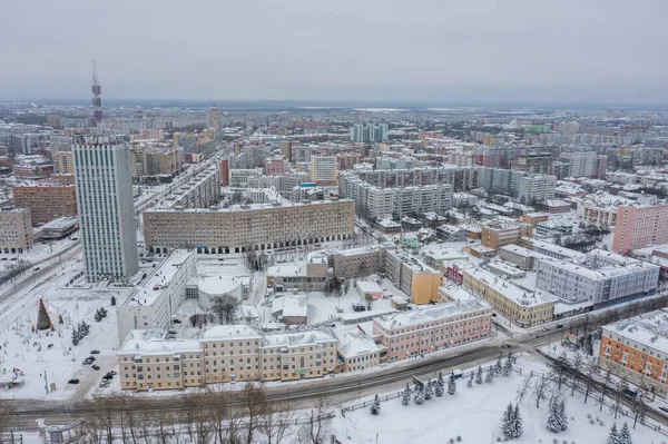 Arkhangelsk Russia January 2021 Winter Landscape Top View City — Stock Photo, Image