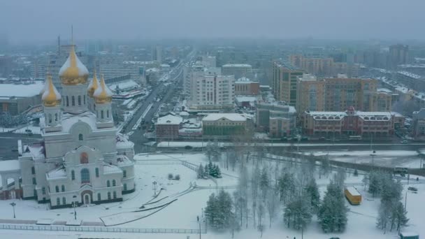 Архангельськ Росія Листопада 2020 Панорама Церкви Міста Згори — стокове відео
