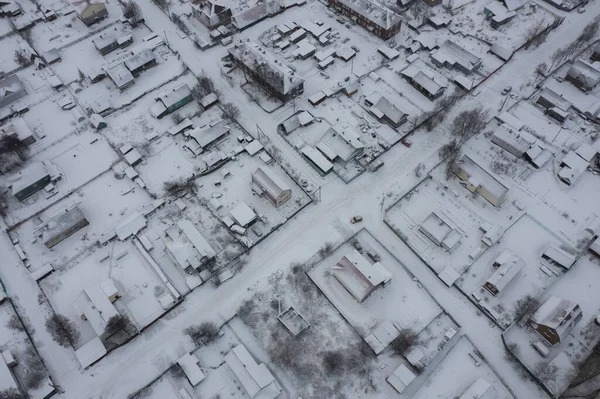 Arkhangelsk Russia December 2020 Winter Landscape Top View Houses — 图库照片
