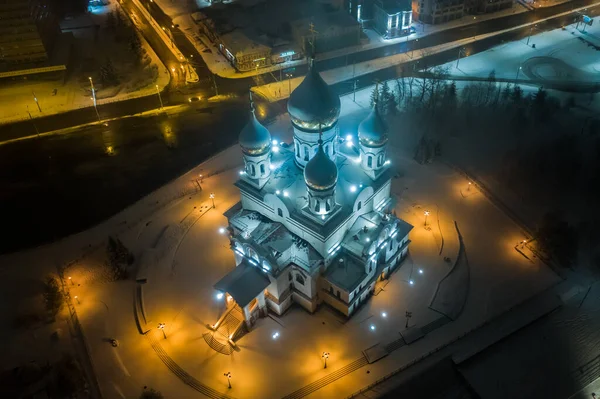 Arkhangelsk Rusia Noviembre 2020 Vista Iglesia Desde Arriba Por Noche —  Fotos de Stock