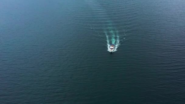 Лодка Быстро Движется Синему Морю — стоковое видео