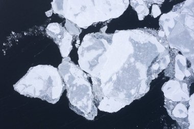 Yukarıdan alınmış bir deniz buzu tarlası..