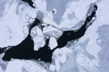 Yukarıdan alınmış bir deniz buzu tarlası..