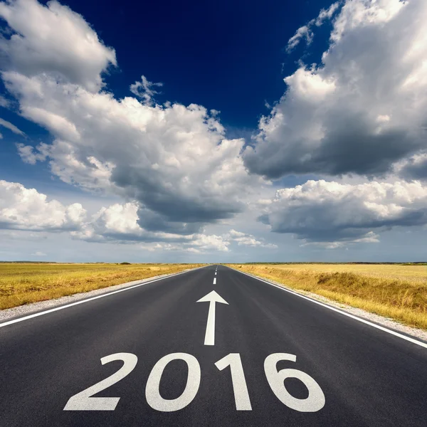 Concept van het bedrijf van de weg voor het komende nieuwe jaar 2016 — Stockfoto