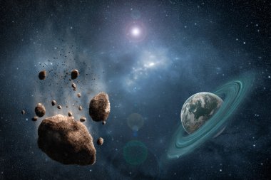 Cosmos sahne asteroit, gezegen ve uzayda Bulutsusu