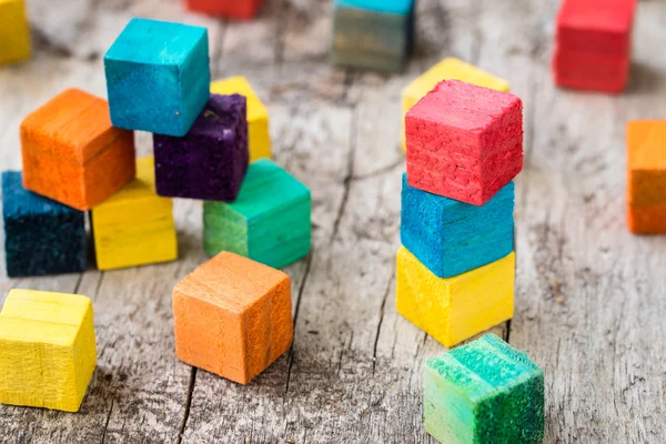 Colorful wooden building blocks — Stock Photo, Image