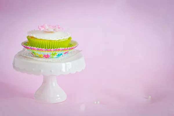 Cupcake with sugar flower — Stock Photo, Image