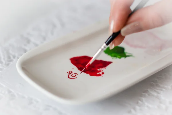 Pittura a mano su piatto — Foto Stock
