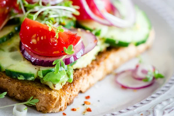 Vegansk smörgås med grönsaker — Stockfoto