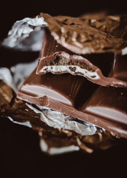 Chocolate bar missing one bite — Stock Photo, Image