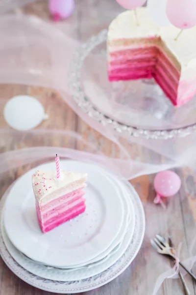 Piece of birthday cake — Stock Photo, Image