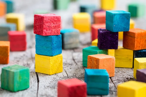 Colorful wooden building blocks — Stock Photo, Image