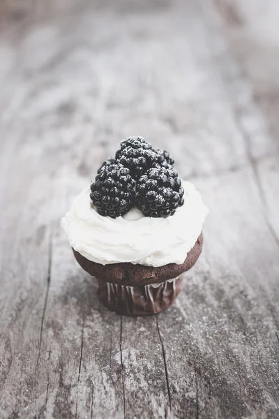与黑莓的巧克力蛋糕 — 图库照片
