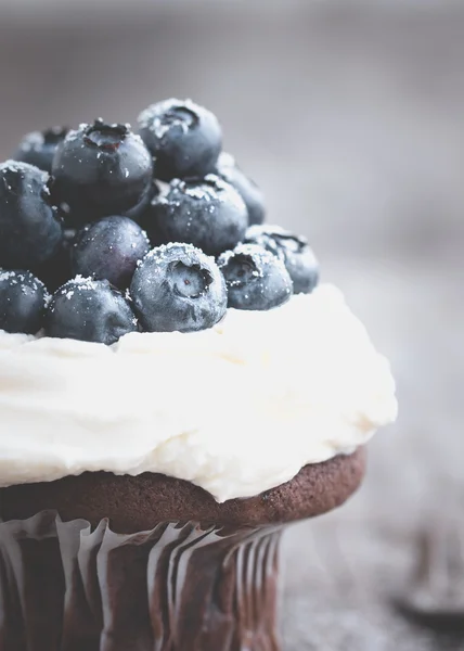 Schokoladen-Cupcake mit Blaubeeren — Stockfoto
