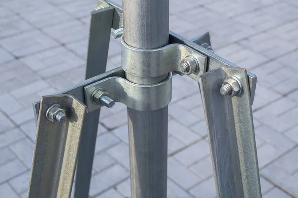 Mounting Elements Metal Structures Bolts Steel Clamps Made Galvanized Steel — Stock Photo, Image