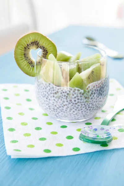 Chia Pudding with kiwi — Stock Photo, Image