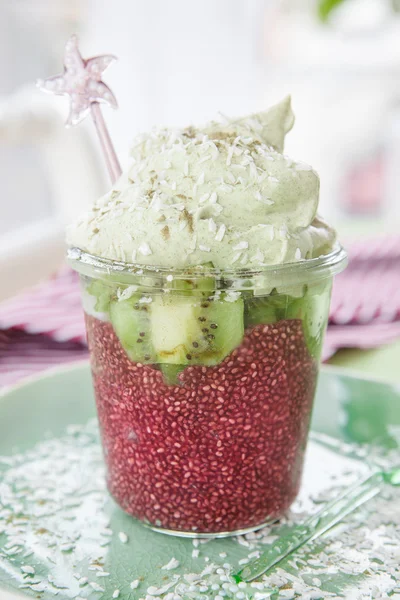 Chia Pudding with Kiwi — Stock Photo, Image