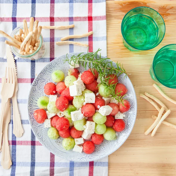 Salade met Feta en meloen — Stockfoto