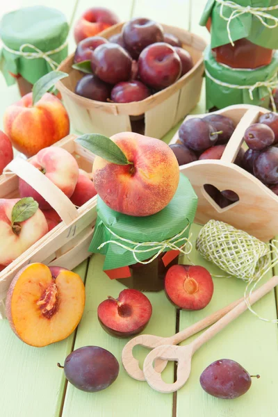 Homemade jams from stone fruits — Stock Photo, Image